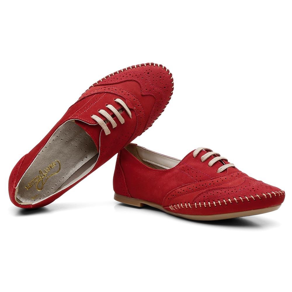 Sapato Social Feminino Oxford Confortável Moderno Casual Vermelho 2
