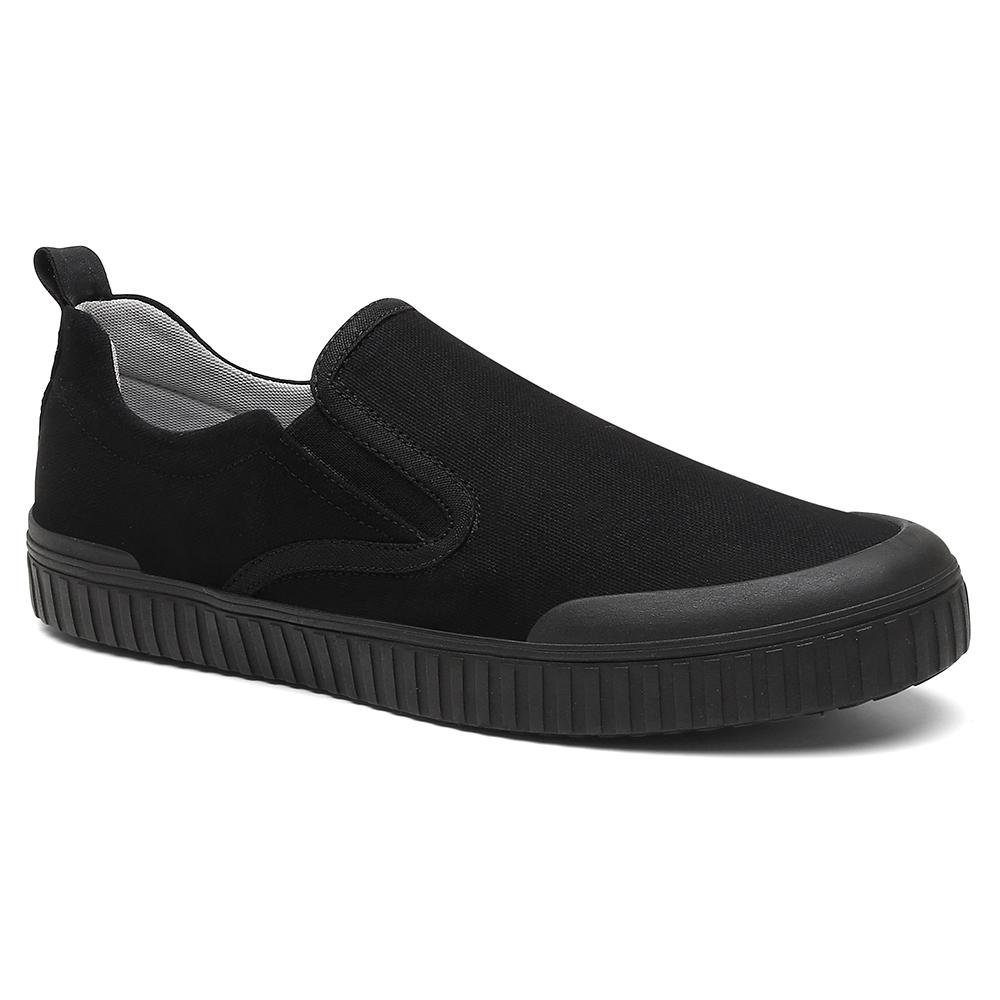 Tênis Slip On Masculino Bico Redondo Conforto Dia a Dia Preto 3