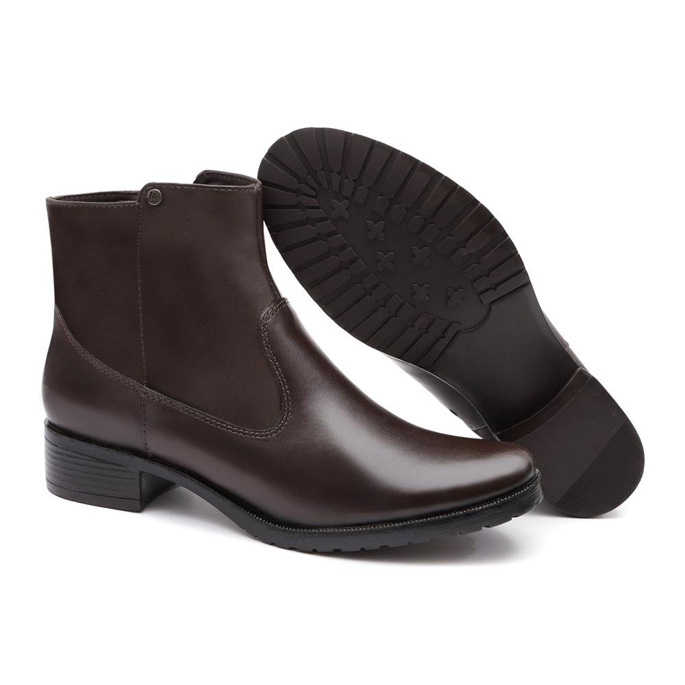 Bota Chelsea Feminina Couro Cano Baixo Moderna Casual Marrom 3