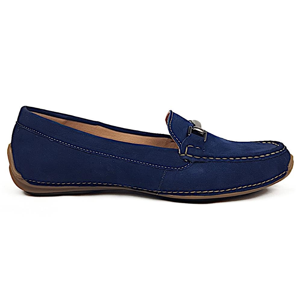 Mocassim Couro Feminino Bico Redondo Tendência Estilo