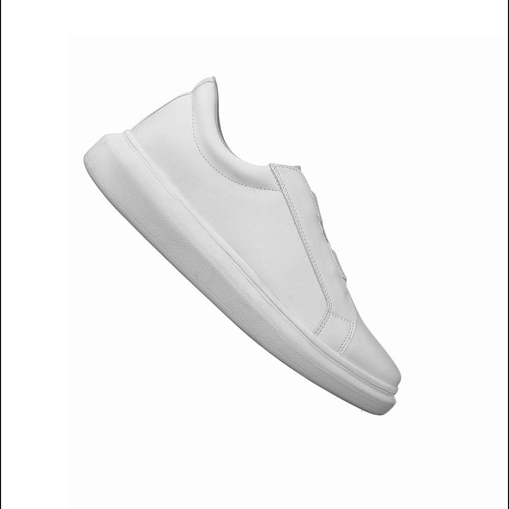 Tênis Casual Masculino Slip On Solado Flat Conforto Macio Branco 2
