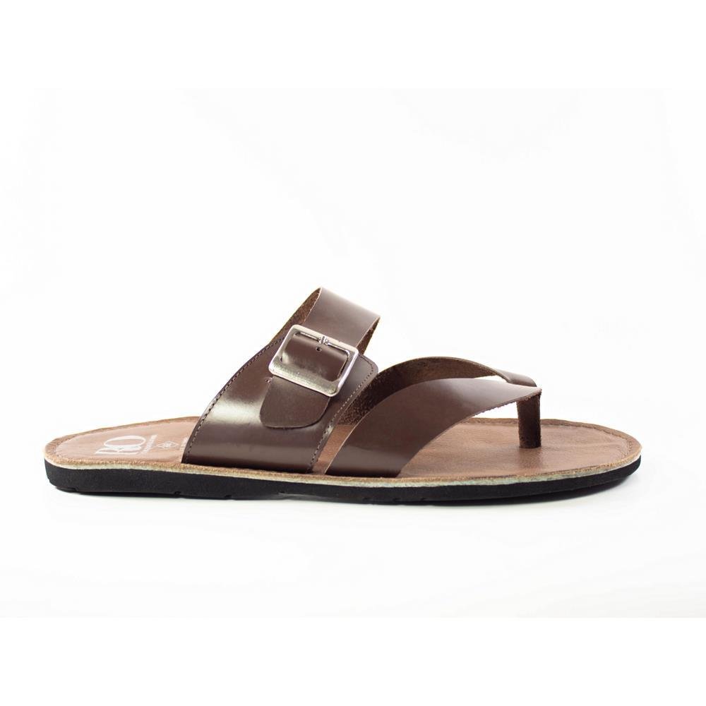 Sandália Masculina Couro Tiras Rasteira Dedo Conforto Marrom 2