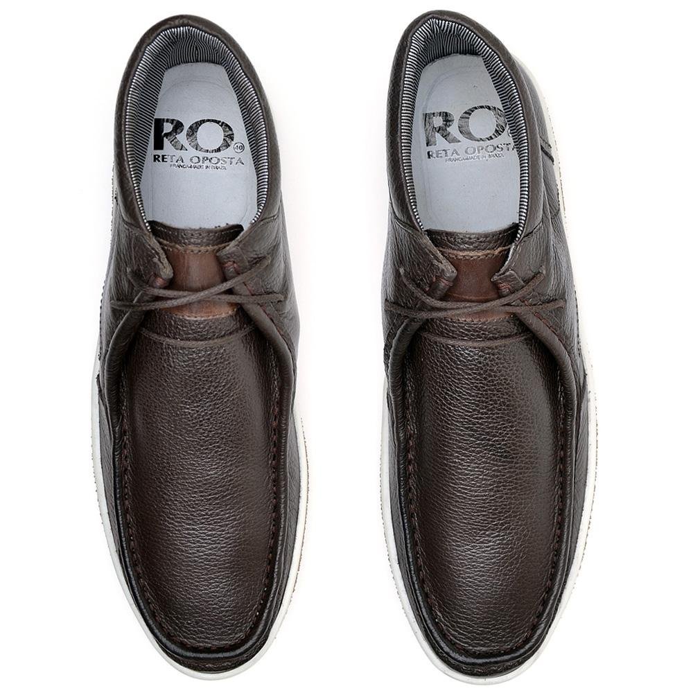 Sapato Masculino Couro Cadarço Cano Baixo Clássico Marrom 2