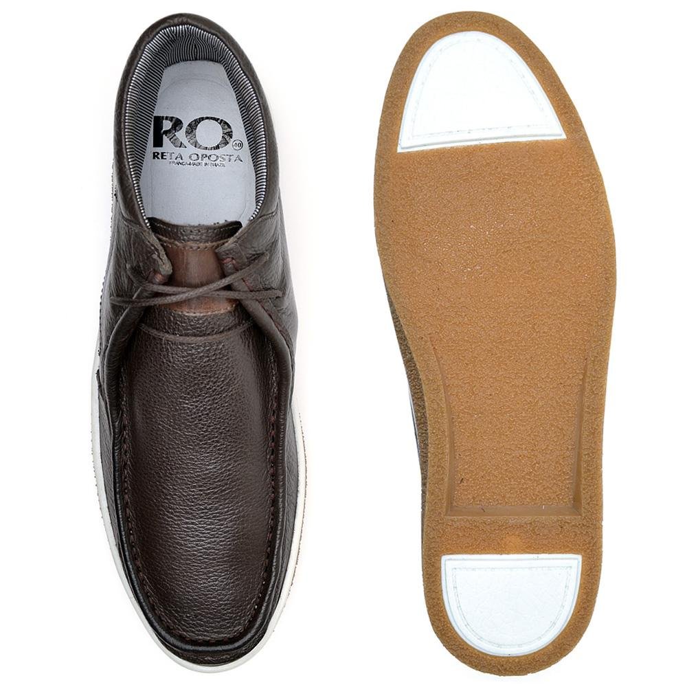 Sapato Masculino Couro Cadarço Cano Baixo Clássico Marrom 3