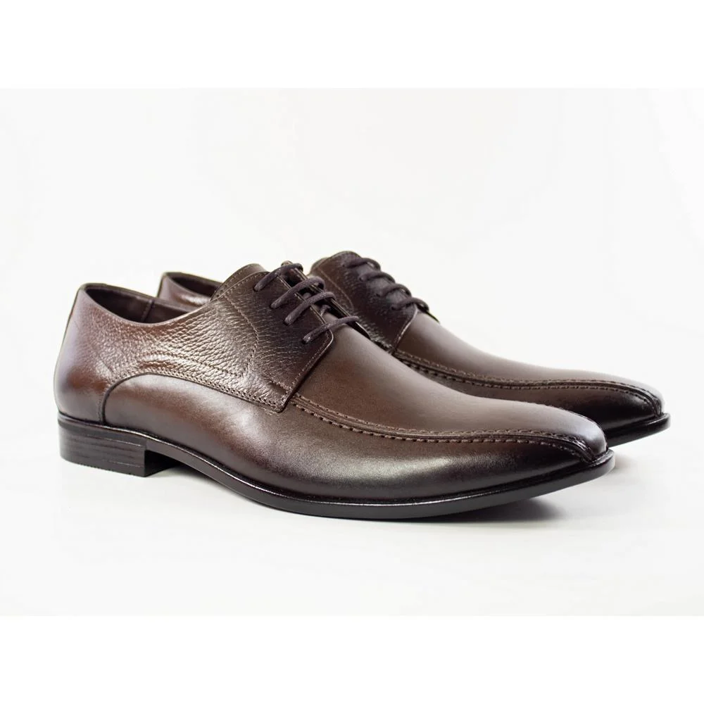 Sapato Social Masculino Couro Cadarço Cano Baixo Clássico Marrom 1
