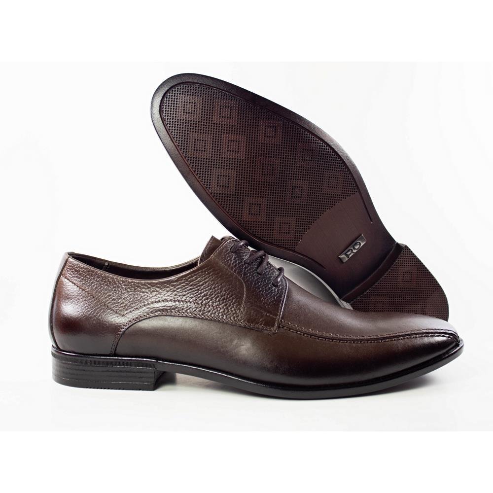Sapato Social Masculino Couro Cadarço Cano Baixo Clássico Marrom 4