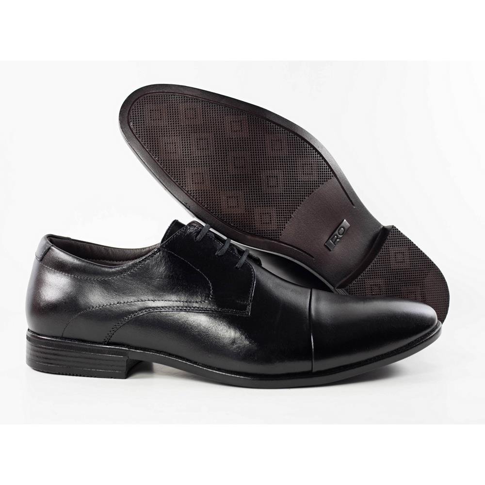 Sapato Social Masculino Couro Cano Curto Derby Conforto Preto 4