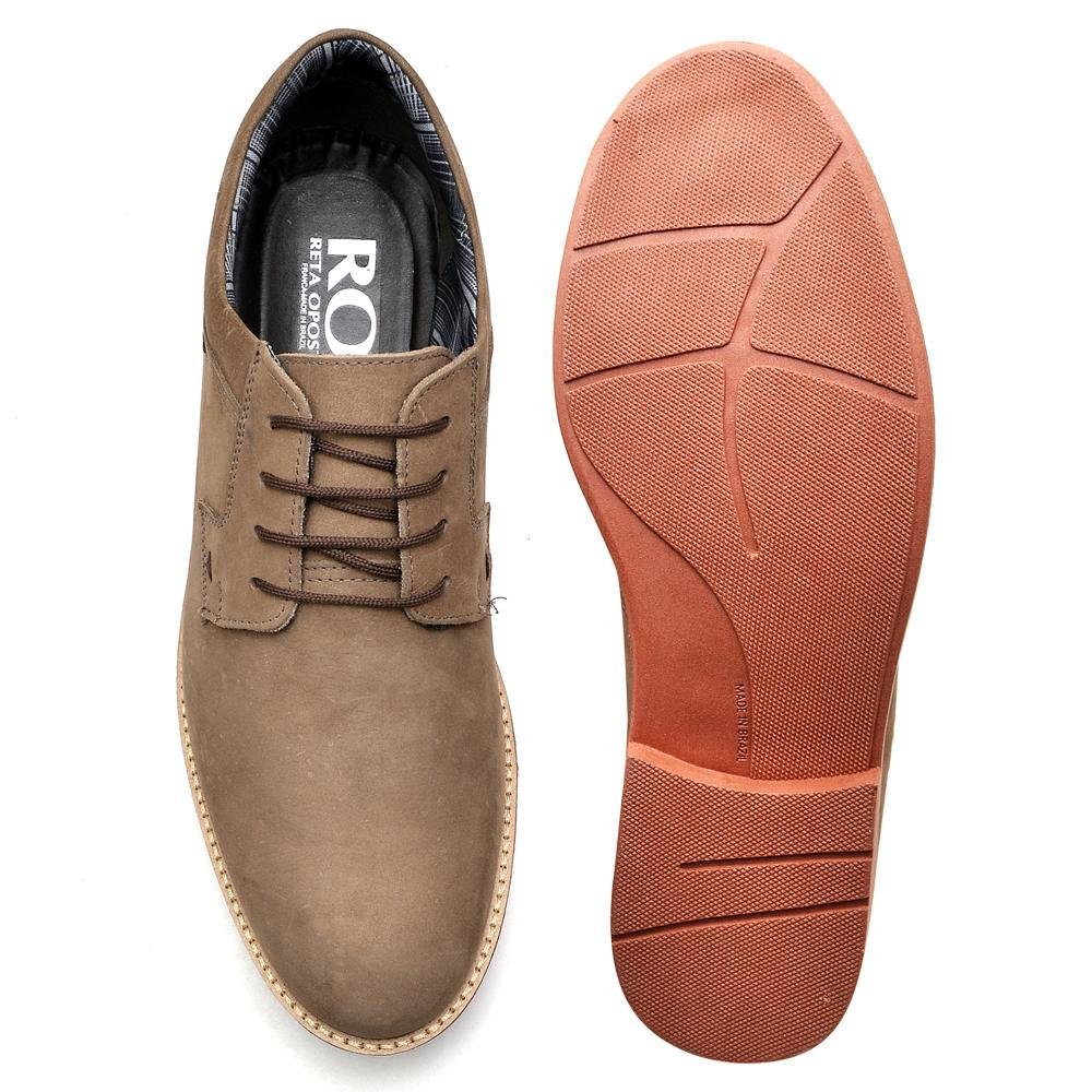 Sapato Social Masculino Couro Derby Cano Curto Casual Bege 4
