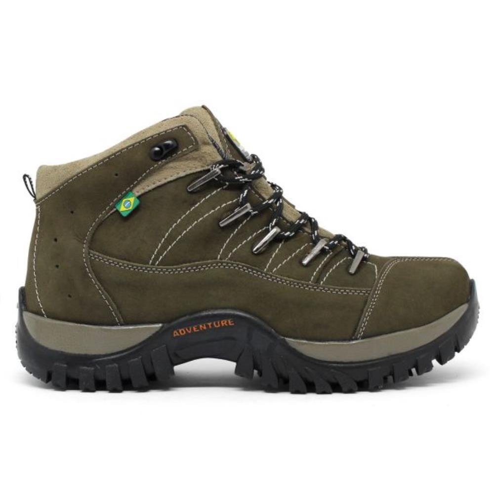 Bota Adventure Masculina Couro Básica Conforto Cinza 2