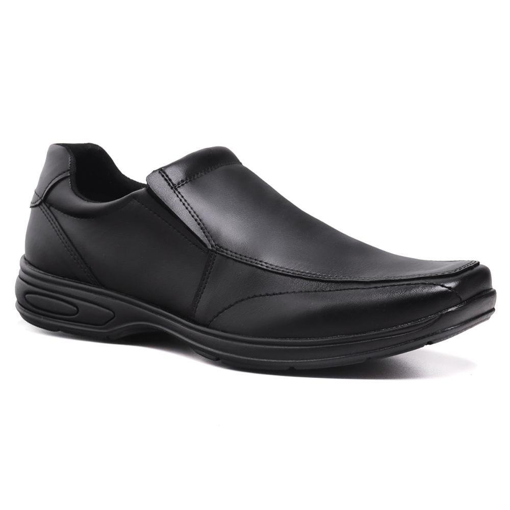 Sapato Social Masculino Bico Quadrado Calce Fácil Casual Preto 2