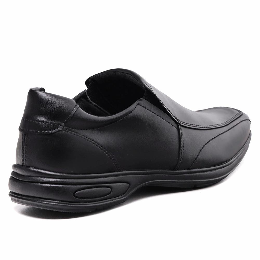 Sapato Social Masculino Bico Quadrado Calce Fácil Casual Preto 3