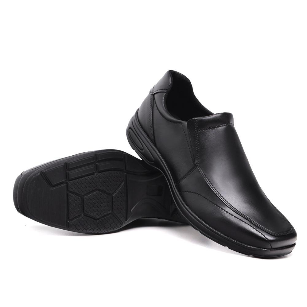 Sapato Social Masculino Bico Quadrado Calce Fácil Casual Preto 5