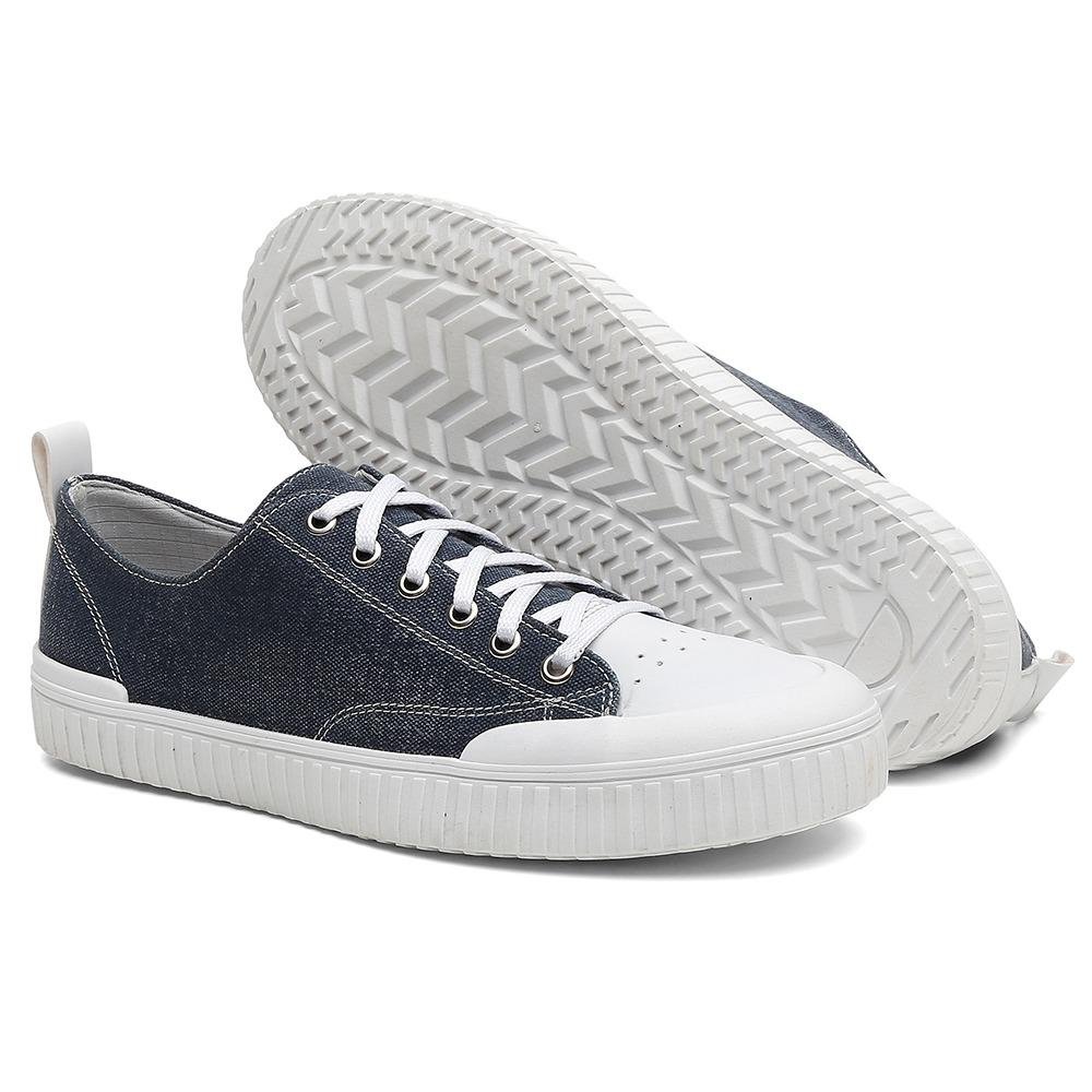 Sapatênis Casual Masculino Jeans Cadarços Macio Conforto Cinza 3
