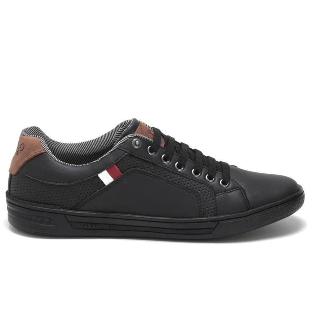 Sapatênis Masculino Cadarço Conforto Resistente Versátil Preto 2
