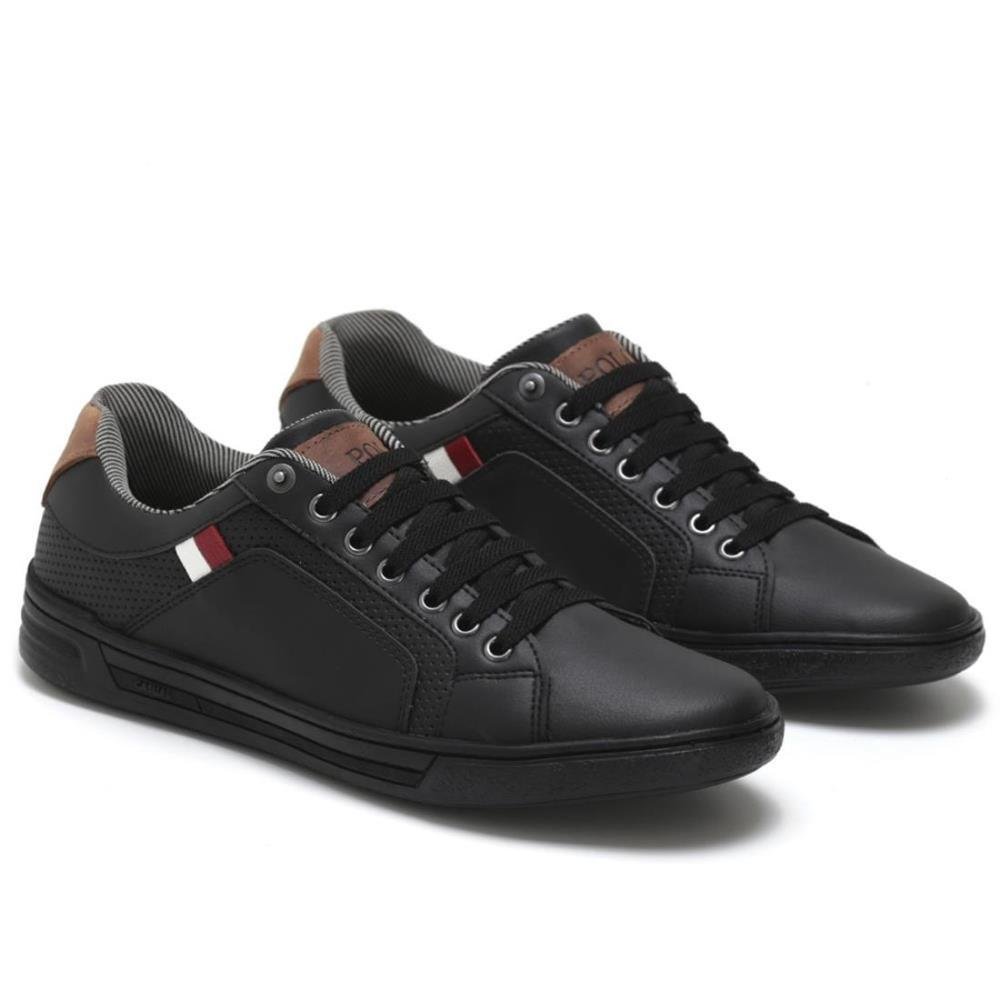 Sapatênis Masculino Cadarço Conforto Resistente Versátil Preto 3