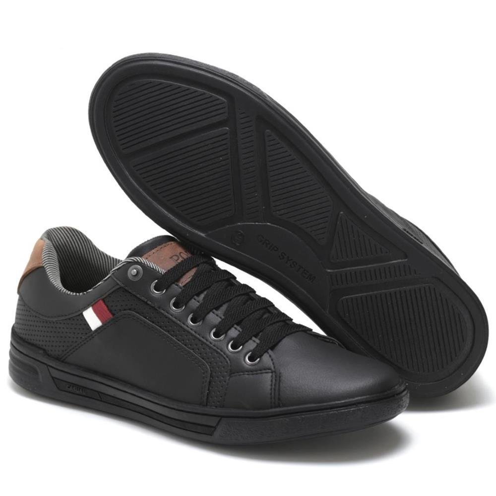 Sapatênis Masculino Cadarço Conforto Resistente Versátil Preto 4