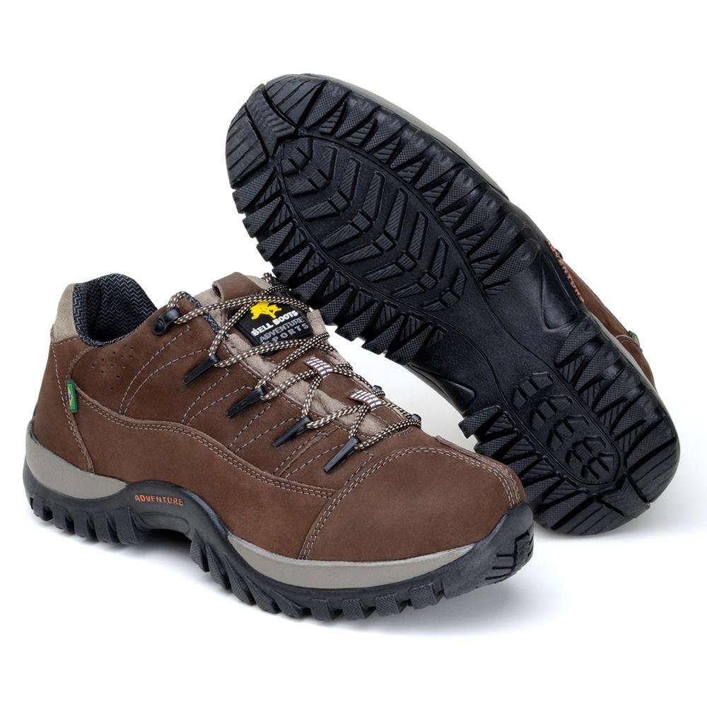 Tênis Adventure Couro Masculino Nobuk Conforto Marrom 2