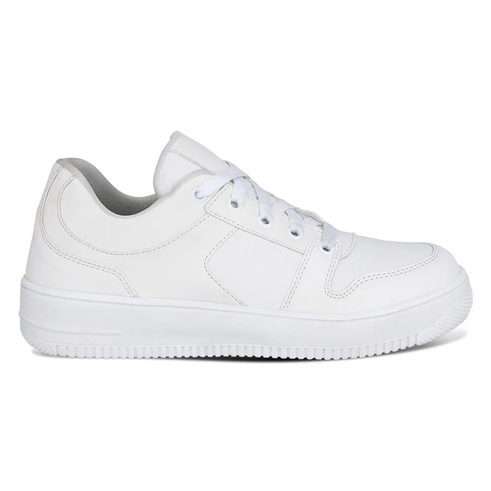 Tênis Feminino Cadarço Cano Curto Confortável Macio Casual Branco 2