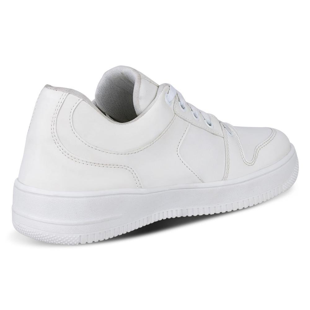 Tênis Feminino Cadarço Cano Curto Confortável Macio Casual Branco 3