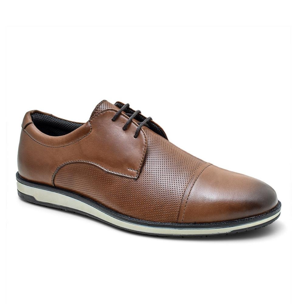 Sapato Masculino Couro Cadarço Cano Curto Moderno Casual Marrom 3
