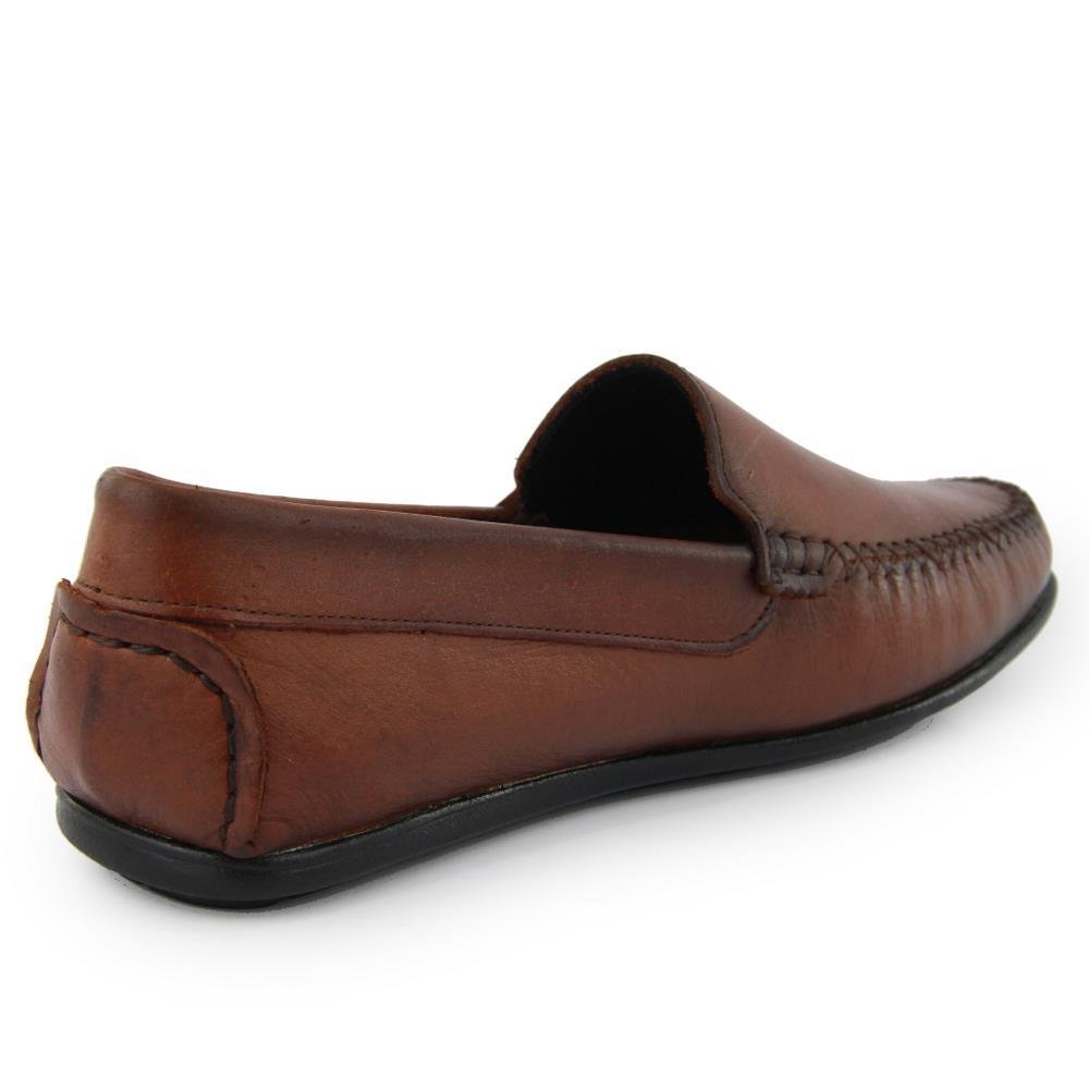 Mocassim Masculino Couro Casual Confortável Clássico Marrom 1