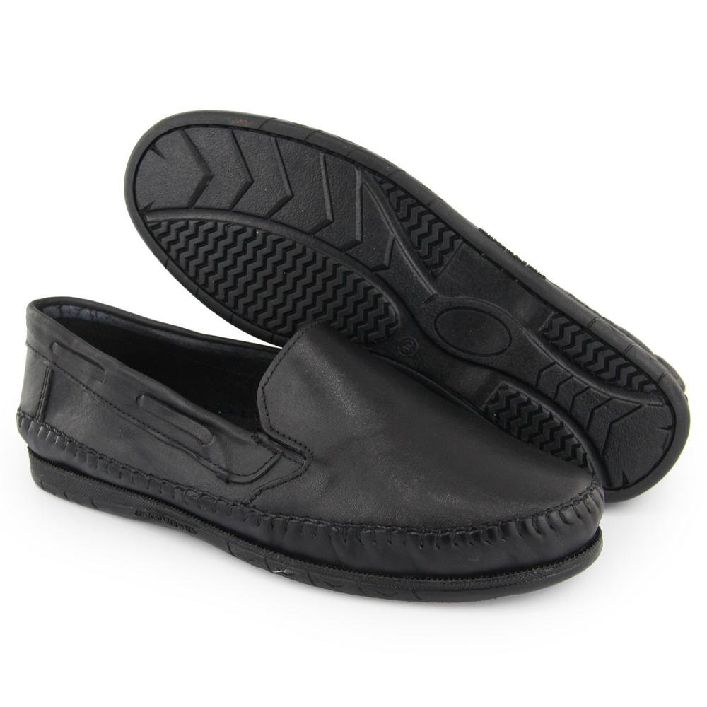Mocassim Masculino Couro Casual Confortável Estilo Clássico Preto 2