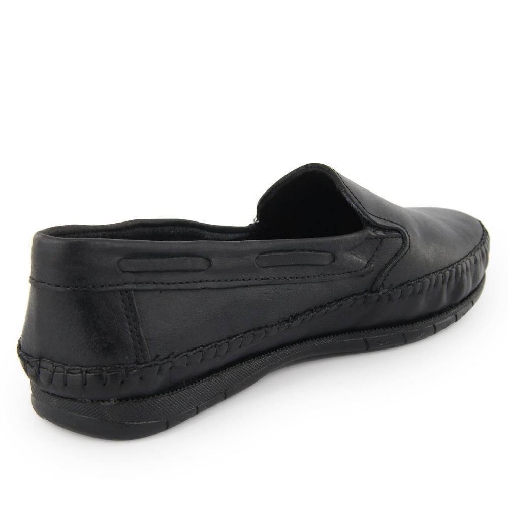 Mocassim Masculino Couro Casual Confortável Estilo Clássico Preto 3