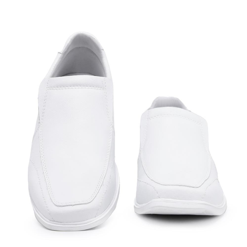 Sapato Social Masculino Calce Fácil Elástico Básico Moderno Branco 3