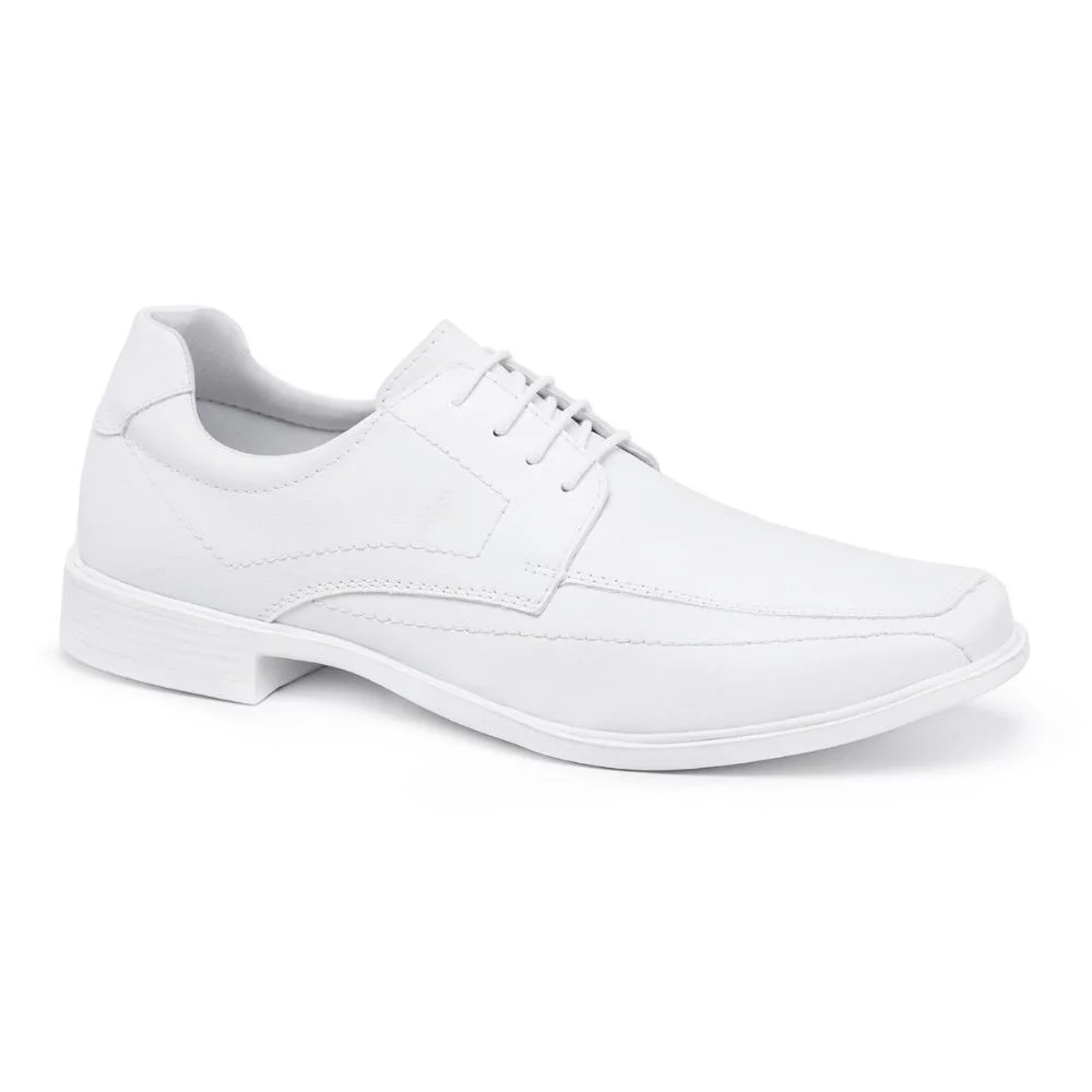 Sapato Social Masculino Oxford Cadarço Básico Estilo Moderno Branco