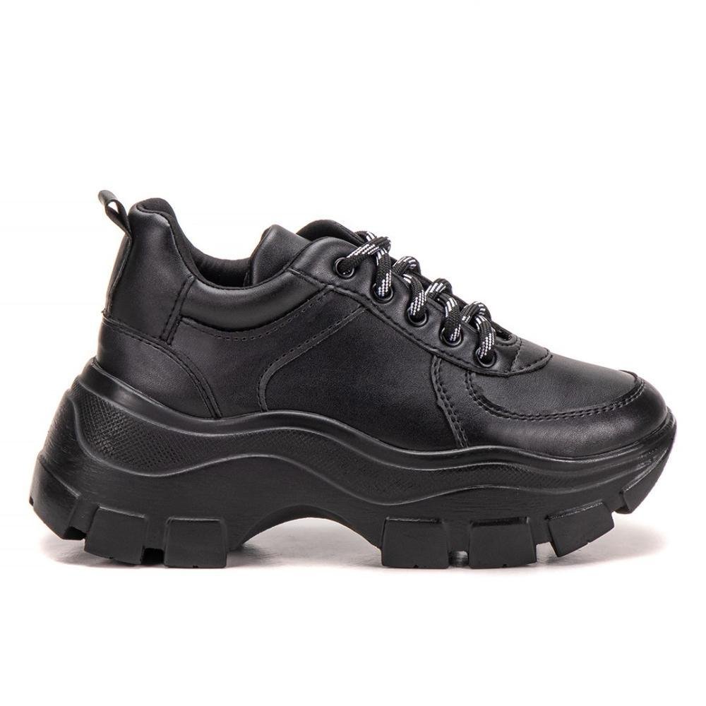 Tênis Feminino Casual Plataforma Chuncky Estilo Moderno Preto 2