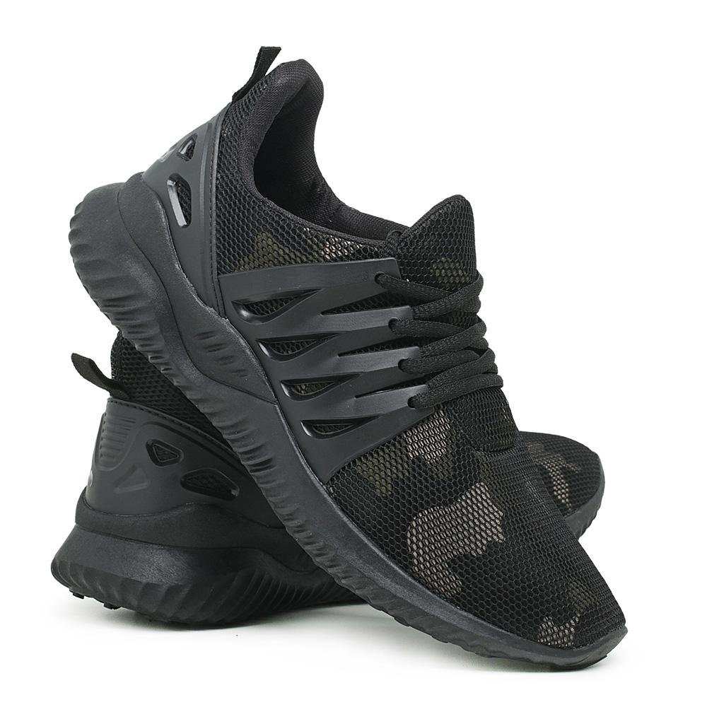 Tênis Masculino Esporte Academia Confortável Macio Moderno Preto 3