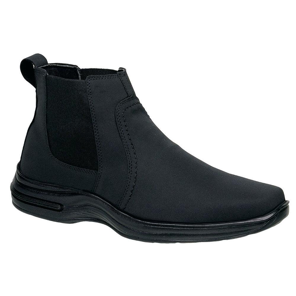 Bota Masculina Cano Médio Social Casual Elástico Confortável Preto 1
