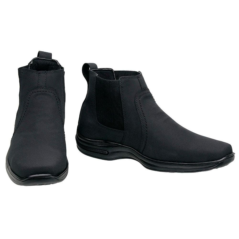 Bota Masculina Cano Médio Social Casual Elástico Confortável Preto 3