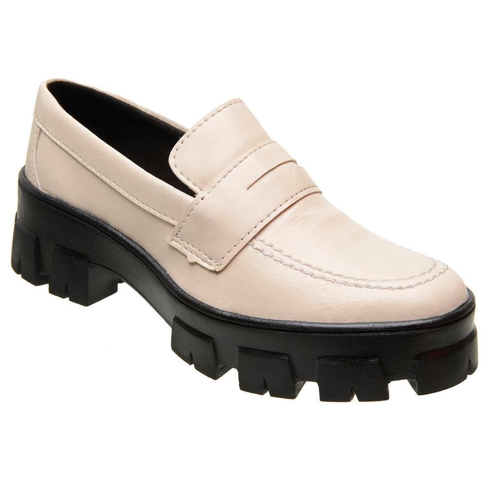 Mocassim Feminino Tratorado Confortável Elegante Casual Branco 1