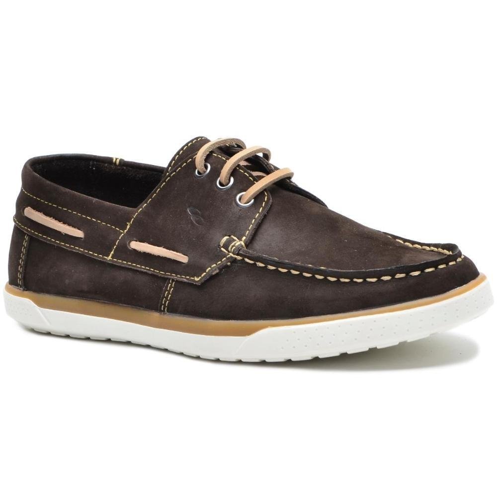 Dockside Masculino Couro Calce Fácil Elástico Costurado Marrom 2