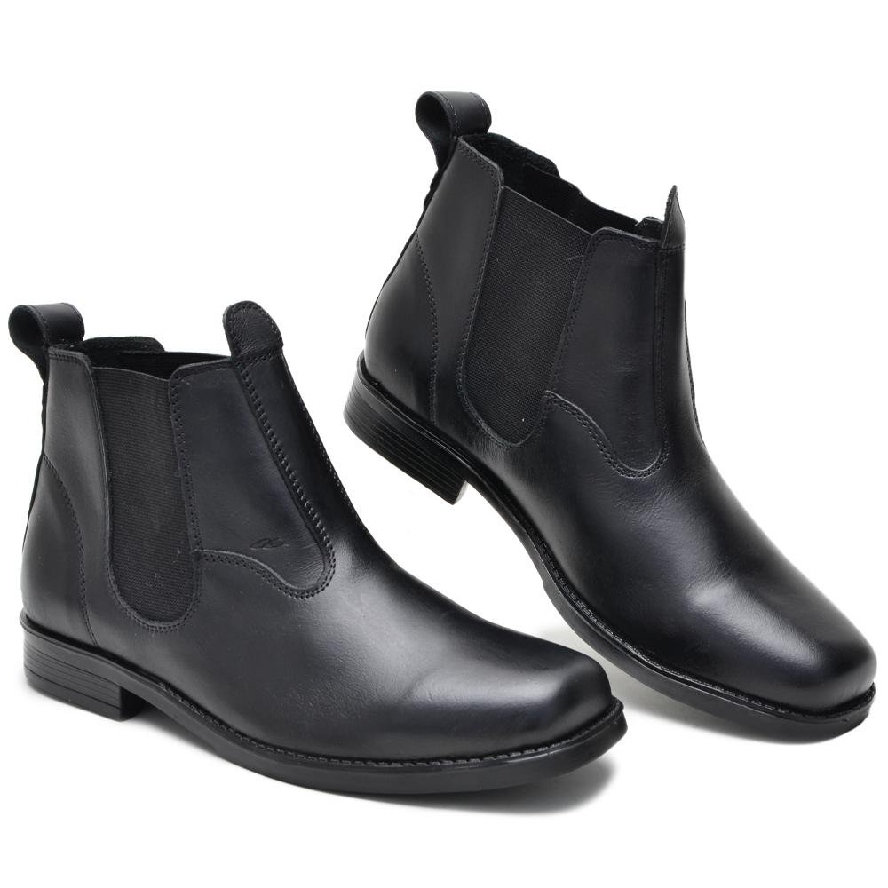 Botina Masculina Bota Couro Trabalho Cano Curto Confortável Preto 1