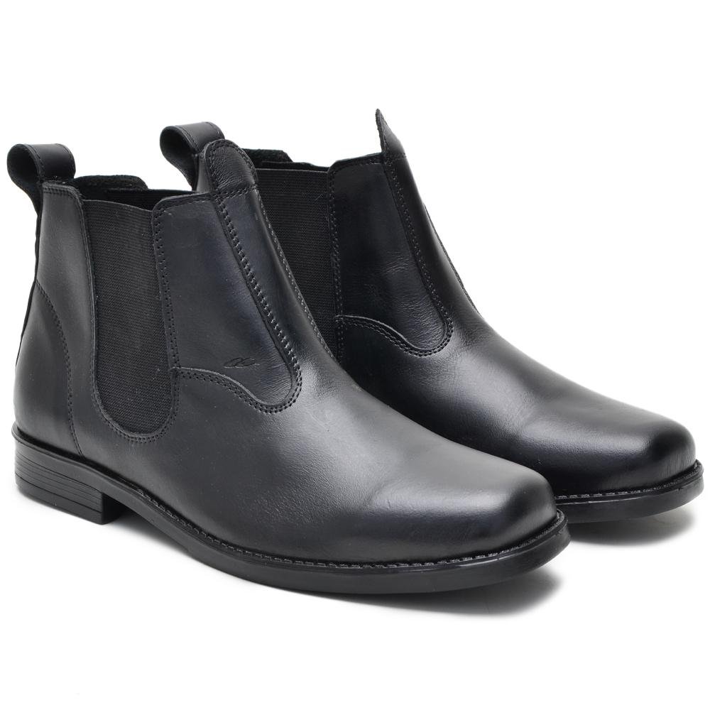 Botina Masculina Bota Couro Trabalho Cano Curto Confortável Preto 3