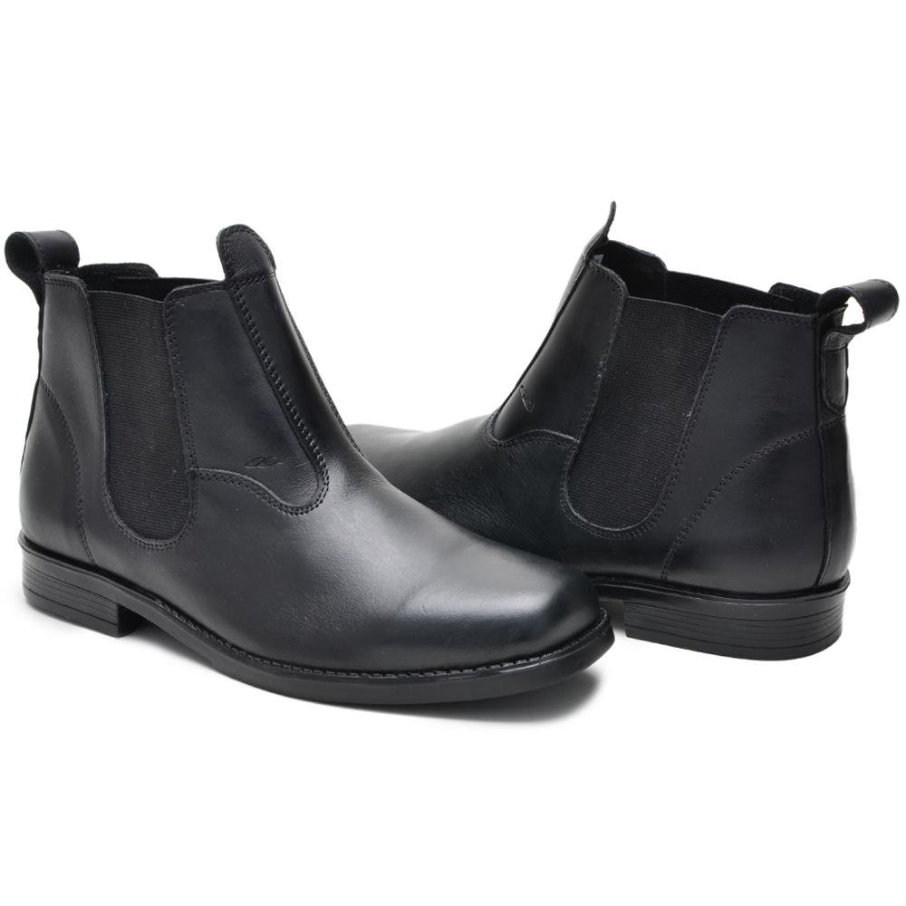 Botina Masculina Bota Couro Trabalho Cano Curto Confortável Preto 4