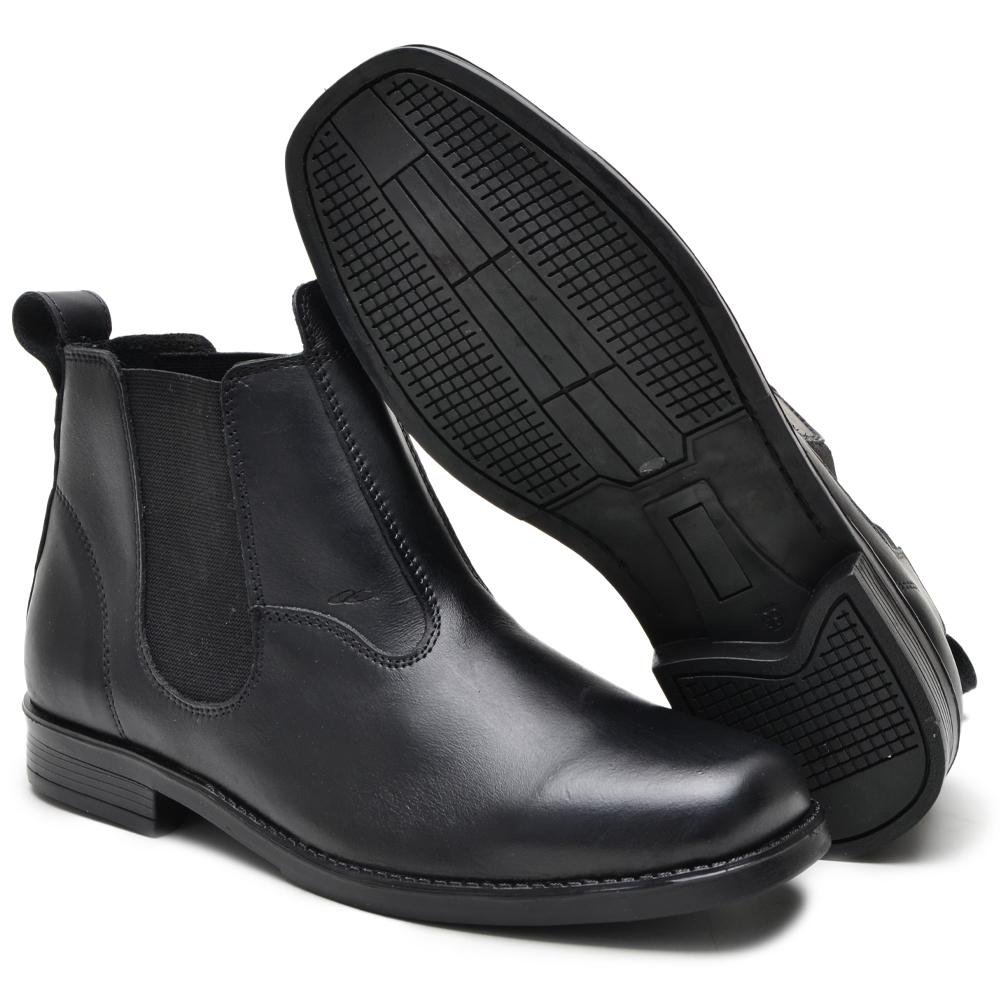 Botina Masculina Bota Couro Trabalho Cano Curto Confortável Preto 6