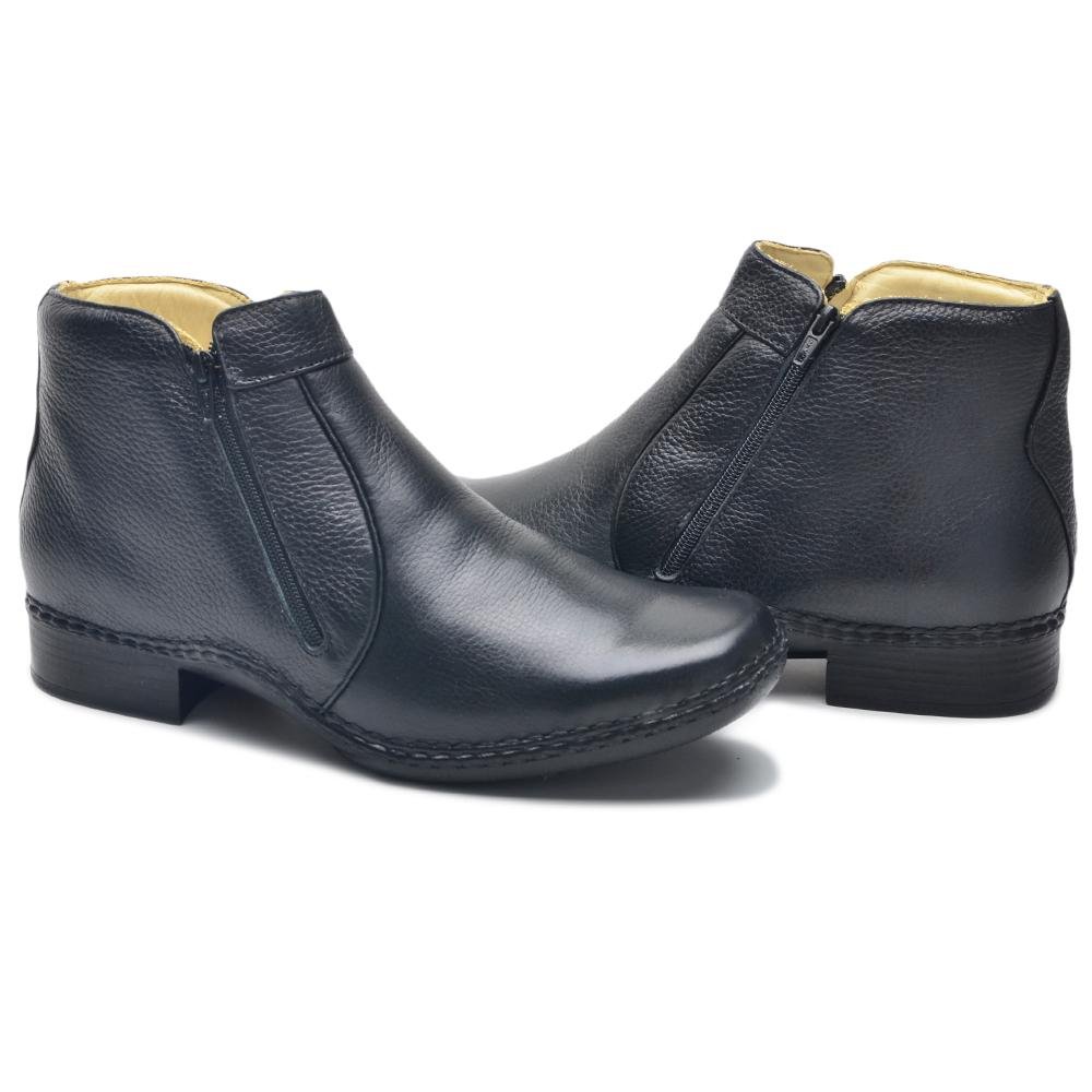 Botina Masculina Couro Bota Chelsea Zíper Lisa Confortável Preto 4
