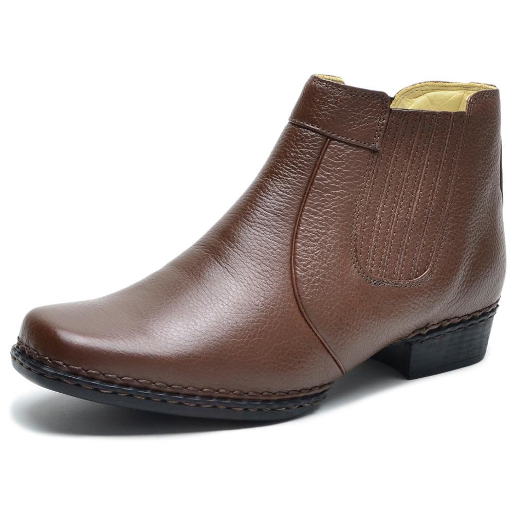 Botinha Masculina Bota Couro Cano Curto Costurada Lisa Marrom 5