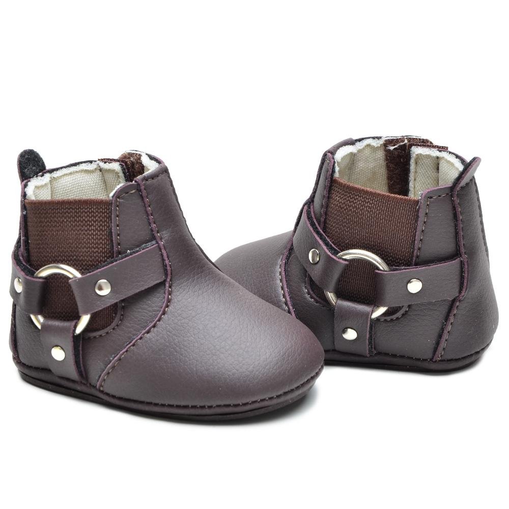 Botinha Masculina Infantil Country Bebê Calce Fácil Conforto Marrom 3