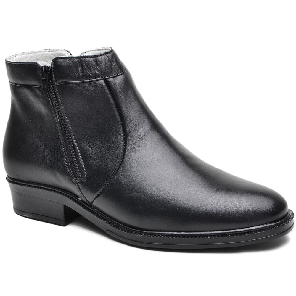 Bota Masculina Chelsea Couro Botina Cano Curto Lisa Zíper Preto 2
