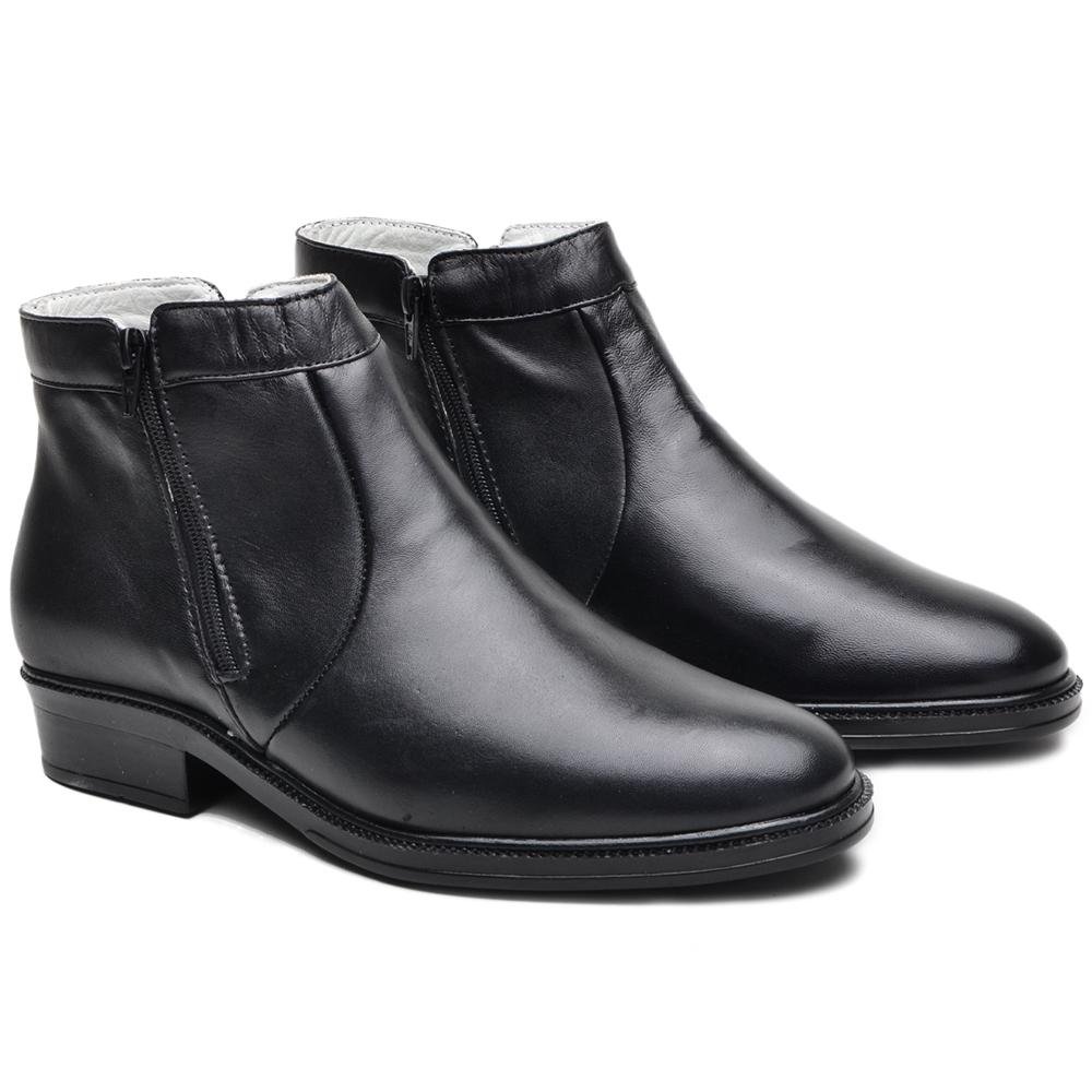 Bota Masculina Chelsea Couro Botina Cano Curto Lisa Zíper Preto 3