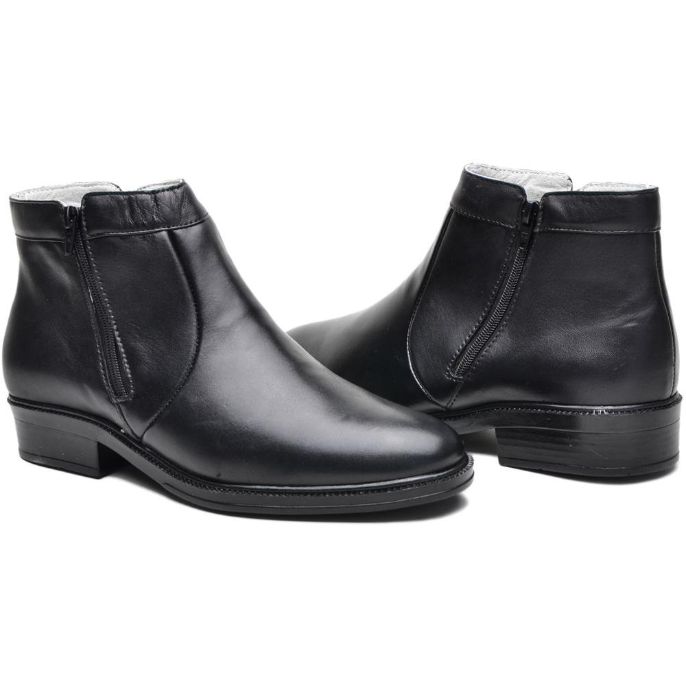 Bota Masculina Chelsea Couro Botina Cano Curto Lisa Zíper Preto 4
