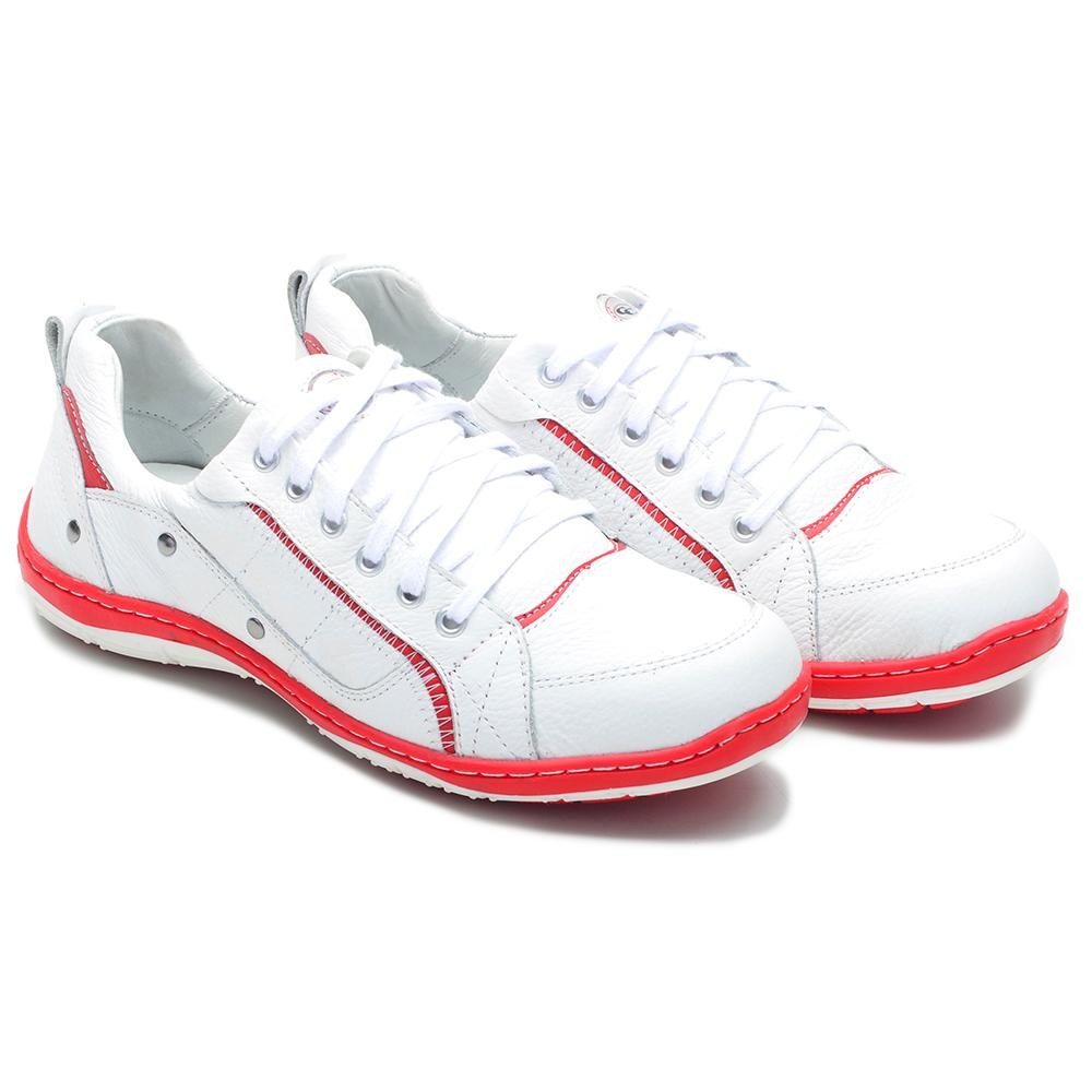 Sapatênis Masculino Couro Casual Macio Costurado Cadarço Branco 3