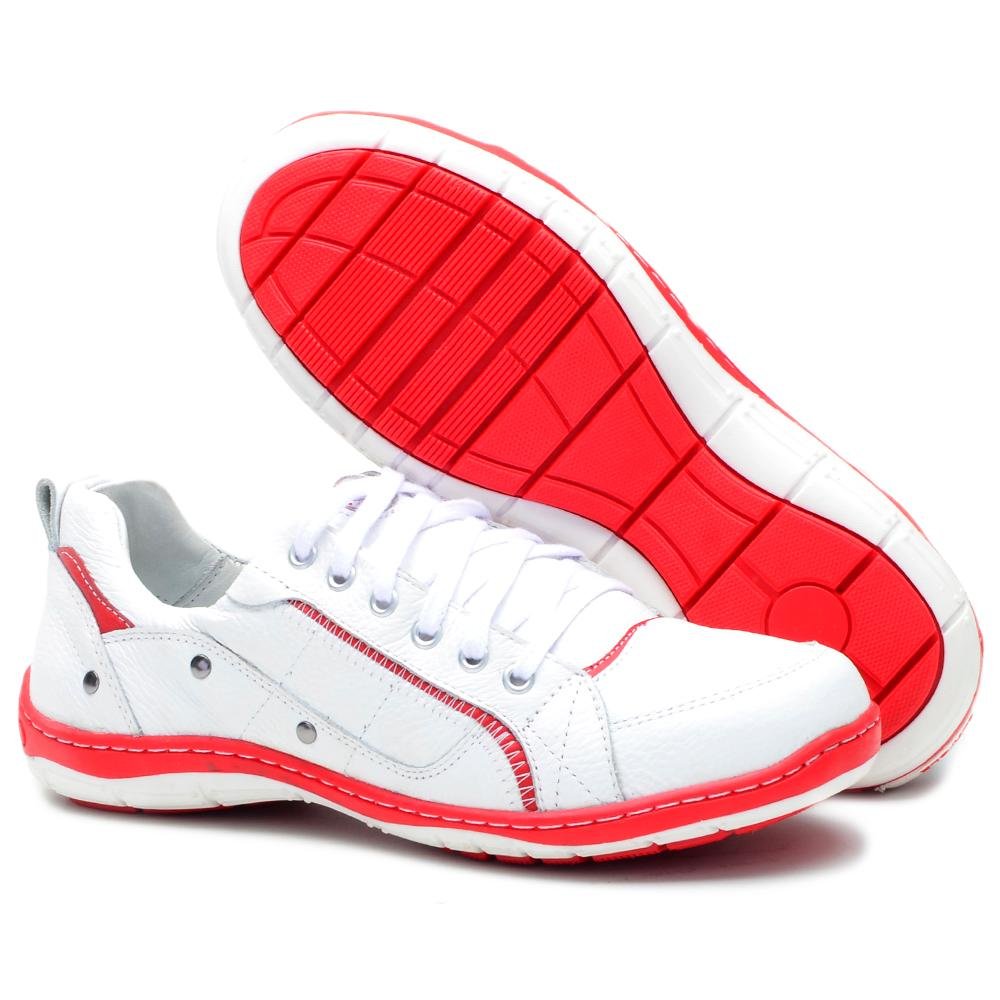 Sapatênis Masculino Couro Casual Macio Costurado Cadarço Branco 4