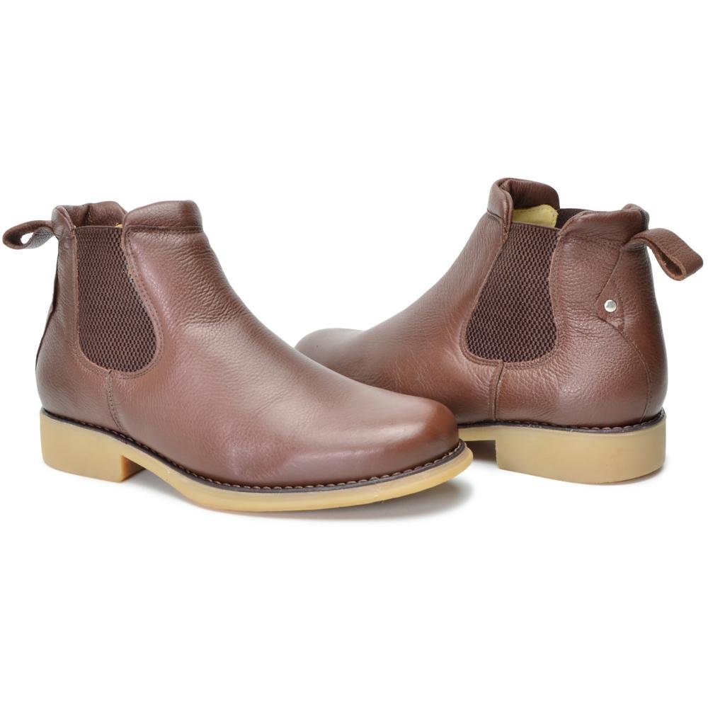 Bota Chelsea Masculina Botina Couro Elástico Cano Curto Marrom 4