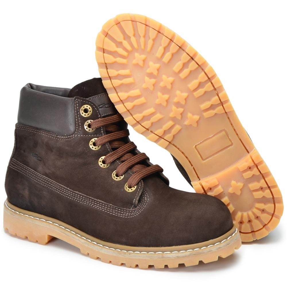 Bota Coturno Adventure Masculino Feminino Couro Cadarço Marrom 5