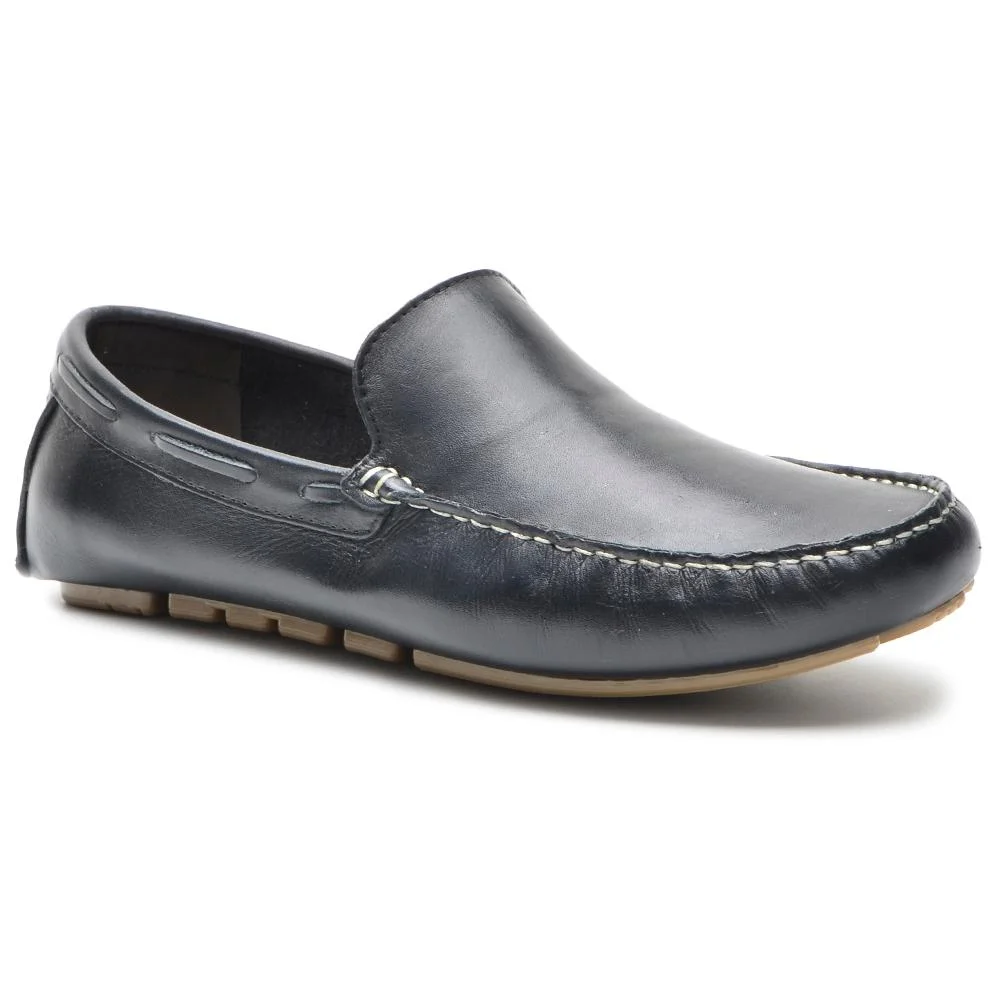 Mocassim Masculino Sapato Couro Casual Confortável Clássico Preto 2
